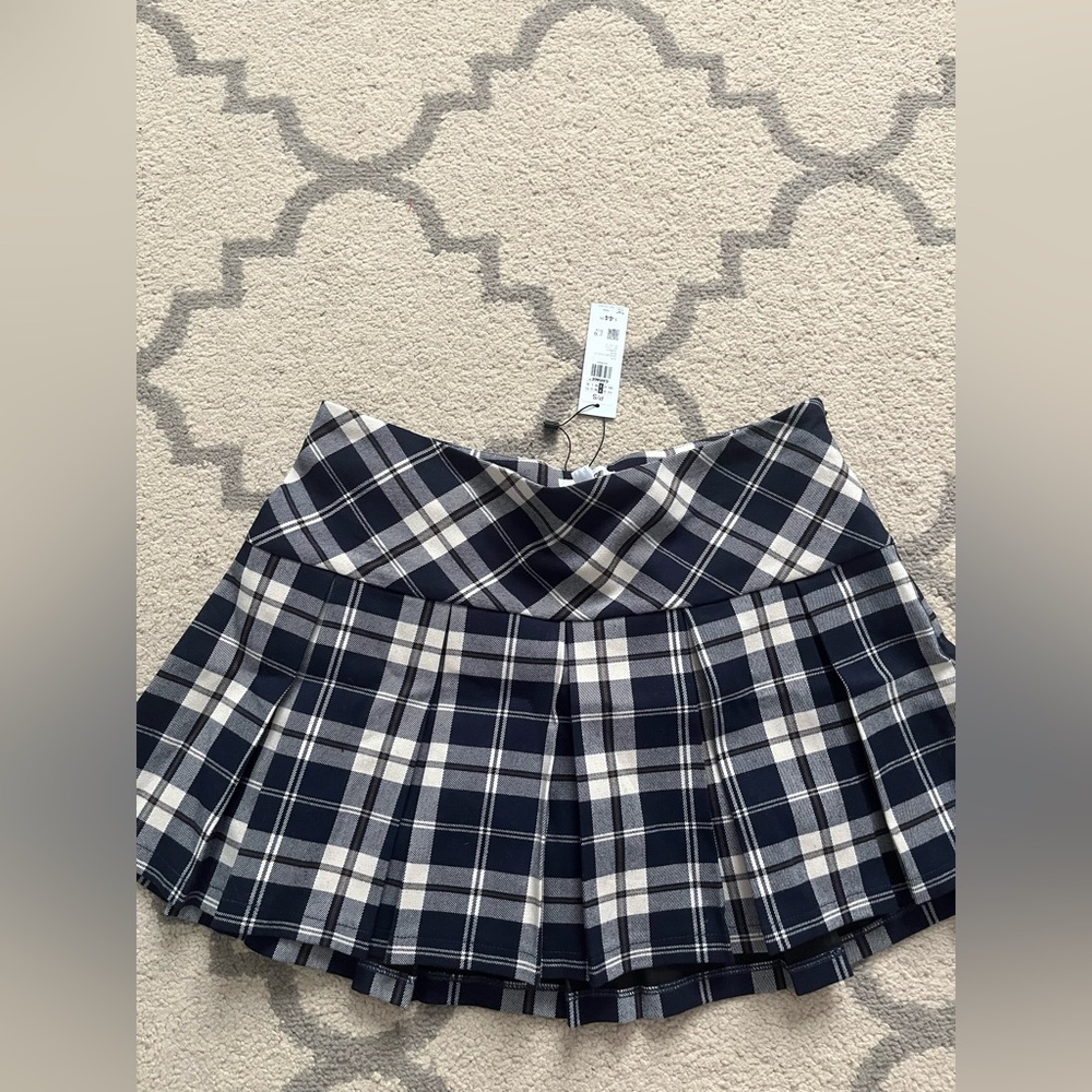 Garage plaid pleated skirt